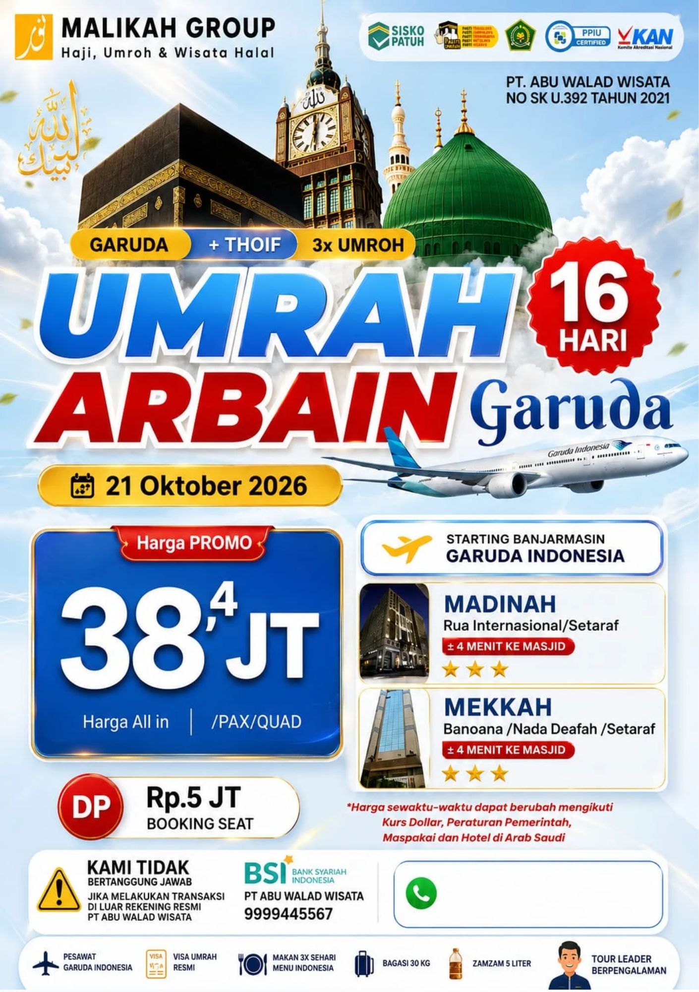 UMRAH ARBAIN 16 hari 